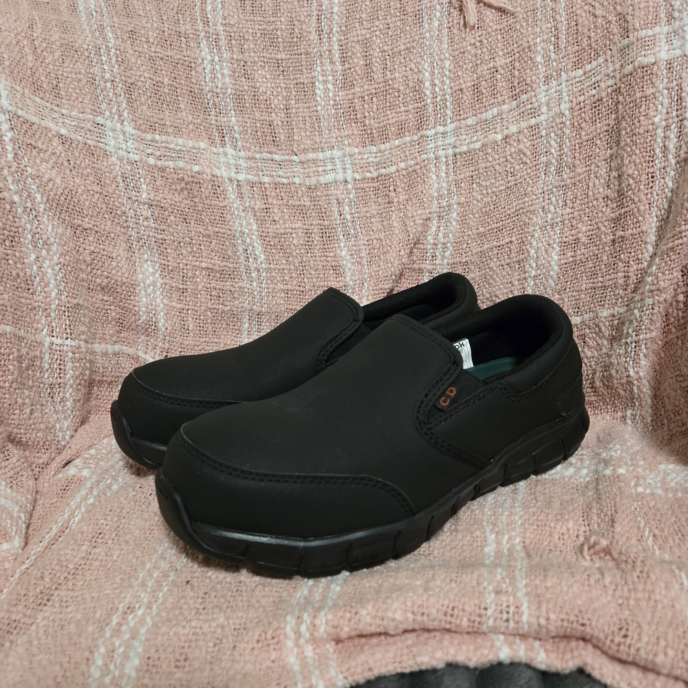 REEBOK SUBLITE CUSHION WORK ATHLETIC SLIP-ON BLACK BOOTS Size Men 5 Womens 6.5